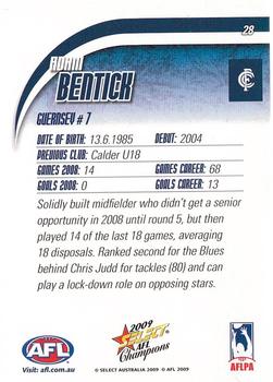 2009 Select AFL Champions #28 Adam Bentick Back
